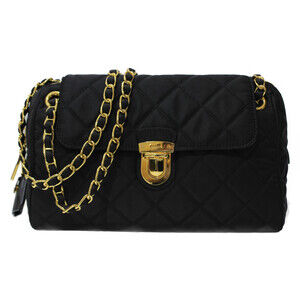 PRADA Double Chain Shoulder Bag Black Cadena Key